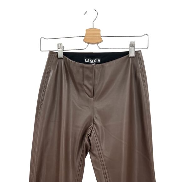 I.Am.Gia Estyn Pants Faux Leather Flare Bootcut Low Rise Brown Size XXS - Picture 3 of 13